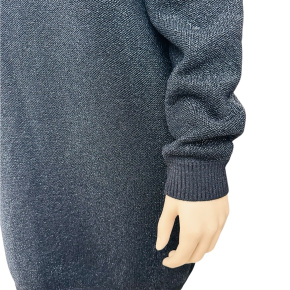 Zara Black Turtleneck Shoulder-Pad Sweater Metalic Long Sleeve Mini Dress - Picture 8 of 13